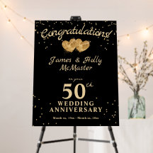 50th Anniversary Gold Congratulations Foam Board