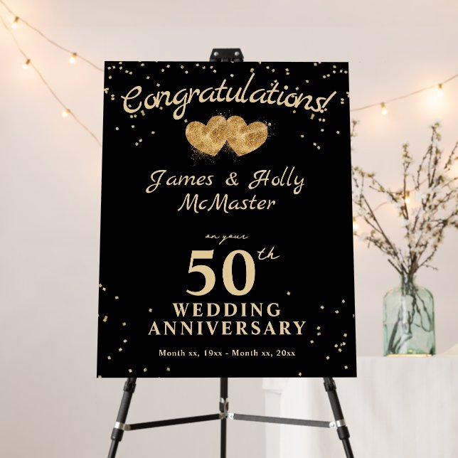 50th Anniversary Gold Congratulations Foam Board (In Situ (Stand))