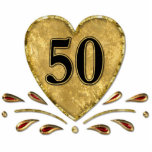 50th Anniversary - Gold Cutout<br><div class="desc">Happy 50th Anniversary on golden heart to celebrate that special date of Fifty years together.</div>