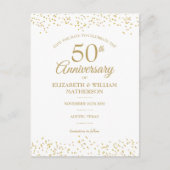 50th Anniversary Gold Dust Confetti Save the Date Announcement Postcard (Front)