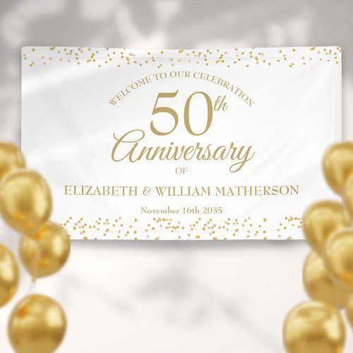 50th Anniversary Gold Dust Confetti Welcome Banner