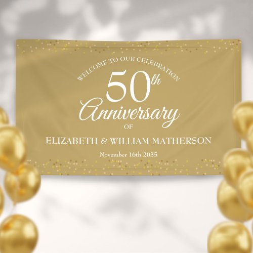 50th Anniversary Gold Dust Confetti Welcome Banner
