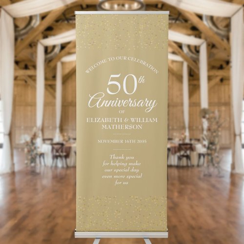 50th Anniversary Gold Dust Confetti Welcome Sign
