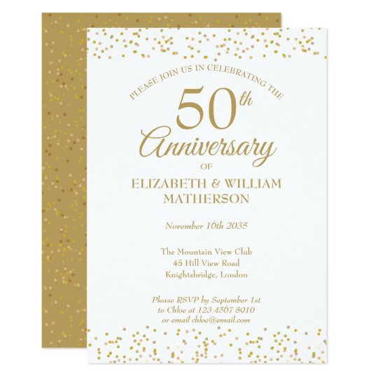 50th Anniversary Gold Dust Invitation | Zazzle.com