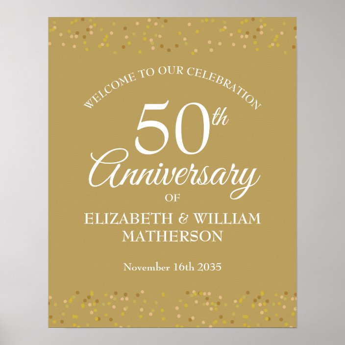 50th Anniversary Gold Dust Welcome Sign | Zazzle.com