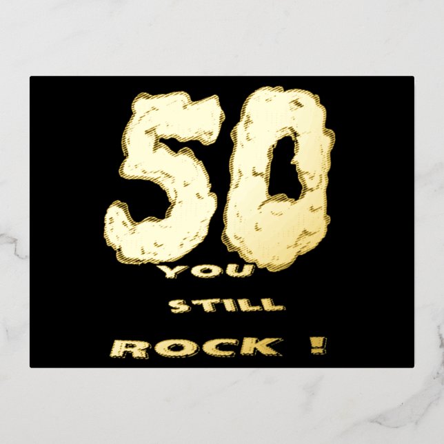 50th Anniversary Gold Foil Holiday Postcard (Front)