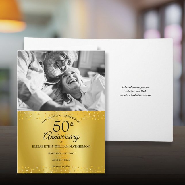 50th Anniversary Gold Foil Save the Date Photo  Card (50th Anniversary Gold Foil Save the Date Photo Card)