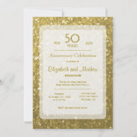 50th Anniversary | Gold Glitter Invitation