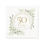 50th Anniversary Gold Greenery Leaves Watercolor Napkins 50th Anniversary Gold Greenery Leaves Watercolor Napkins