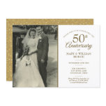 50th Anniversary Gold Heart Confetti Wedding Photo Invitation 50th Anniversary Gold Heart Confetti Wedding Photo Invitation
