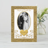 50th Anniversary, Gold Heart Invitation 2 - White (Standing Front)