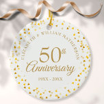 50th Anniversary Gold Hearts Ceramic Ornament<br><div class="desc">Designed to coordinate with our 50th Anniversary Gold Hearts collection. Featuring delicate gold hearts. Personalise with your special fifty years golden anniversary information in chic gold lettering. Designed by Thisisnotme©</div>