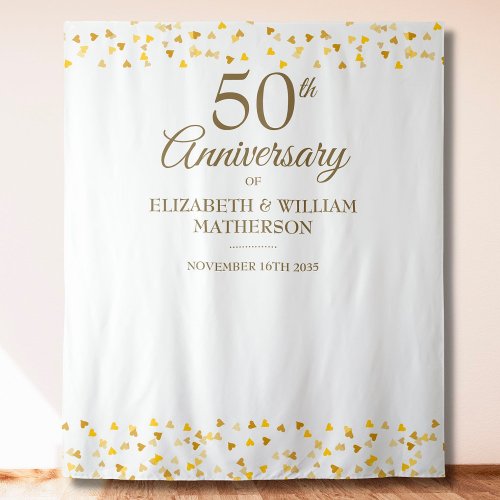 50th Anniversary Gold Hearts Photo Booth Backdrop