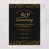 50th Anniversary Gold Hearts Save the Date Announcement Postcard (Front)