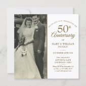 50th Anniversary Gold Hearts Wedding Photo Square Invitation (Front)