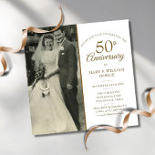 50th Anniversary Gold Hearts Wedding Photo Square Invitation