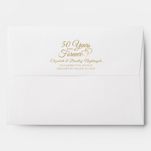 50th Anniversary Gold Hearts YEARS INTO FOREVER Envelope