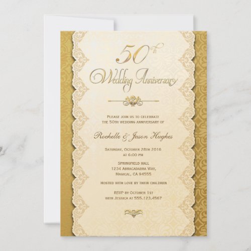 50th Anniversary Gold Invitation