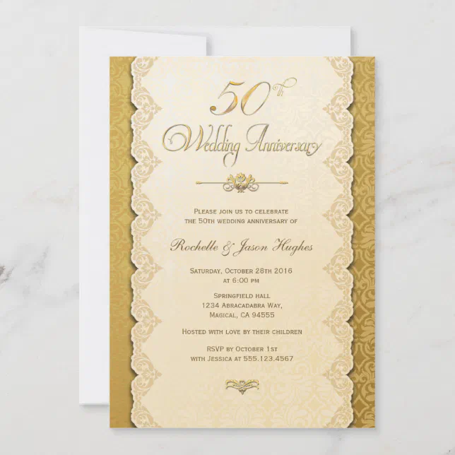 50th Anniversary Gold Invitation | Zazzle