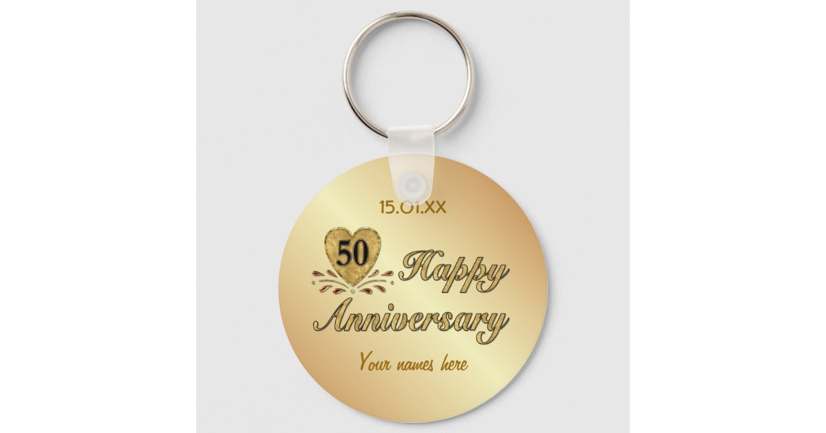 50th Anniversary - Gold Keychain | Zazzle