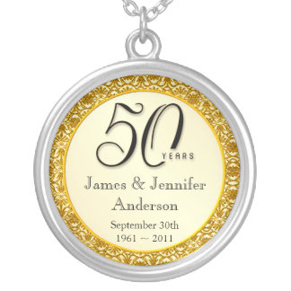 50th Anniversary Gold Lace Keepsake Pendant