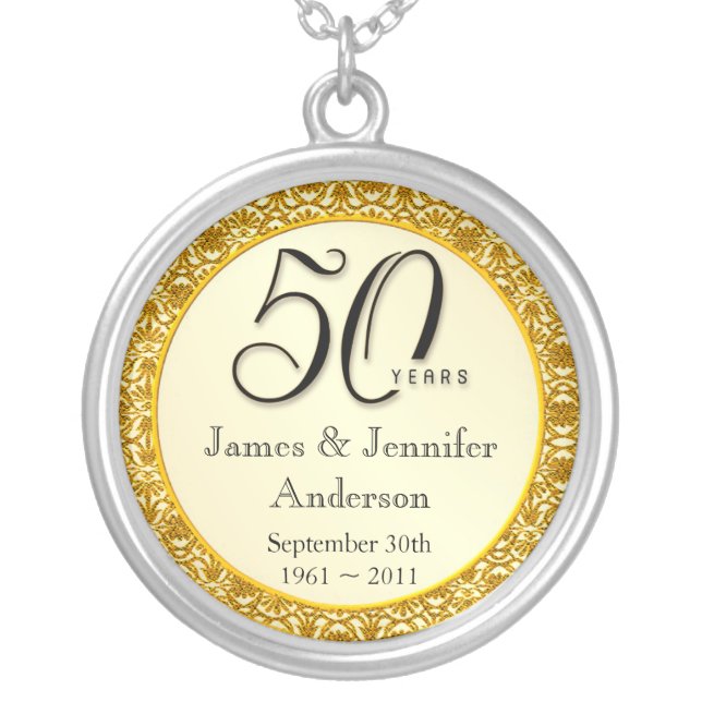 50th Anniversary Gold Lace Keepsake Pendant (Front)
