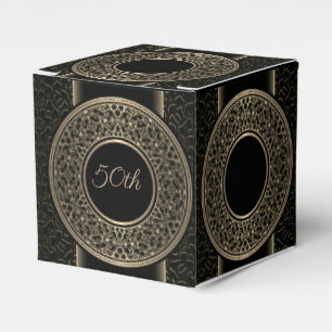 50th Anniversary Gold Medallion Cube Favor Box