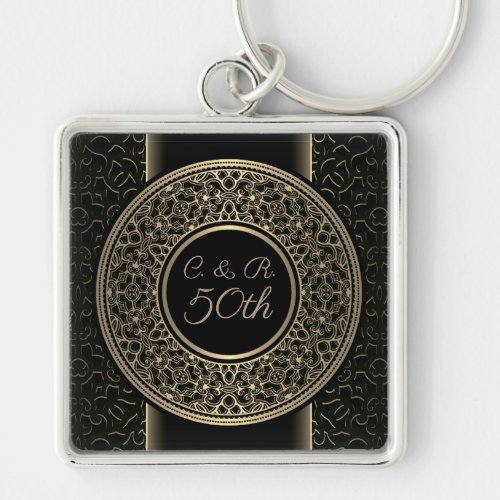 50th Anniversary Gold Medallion Monogram Key Chain