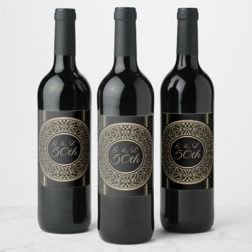 50th Anniversary Gold Medallion Monogrammed Wine Label