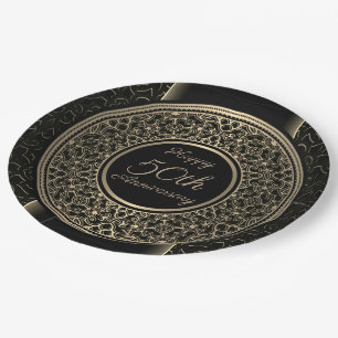 50th Anniversary Gold Medallion Paper Plates