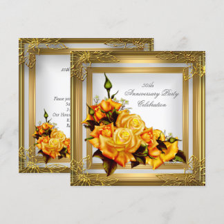 50th Anniversary Gold Orange White Elegant Invitation