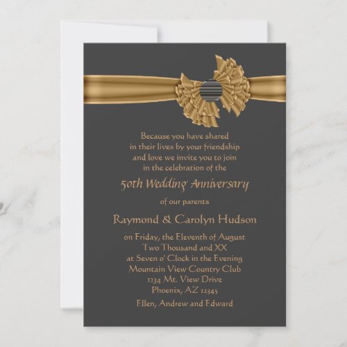 50th Anniversary Gold Ribbon Invitations