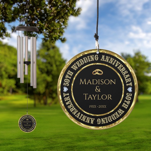 50th Anniversary Gold Rings Wind Chime (Outdoor)