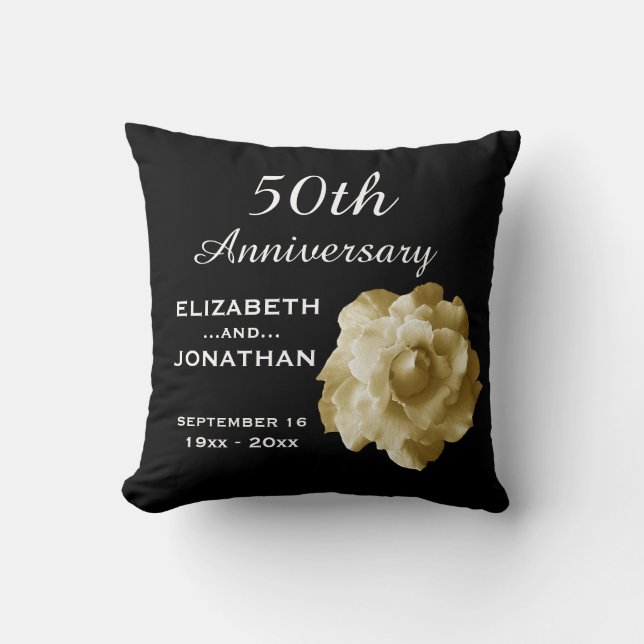 50th Anniversary Gold Rose A01G Throw Pillow (Front)
