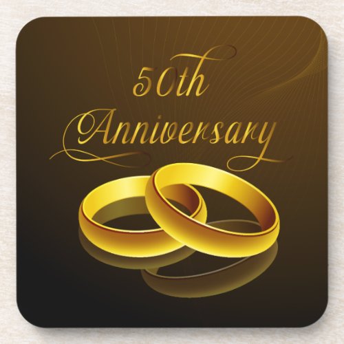 50th Anniversary  Gold Script Beverage Coaster