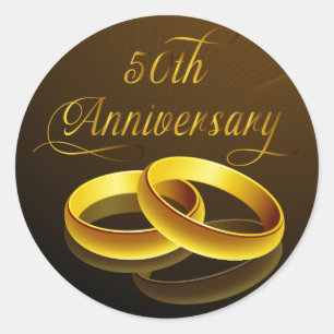 50th Anniversary Gold Script Classic Round Sticker
