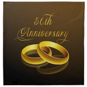 50th Anniversary   Gold Script Cloth Napkin