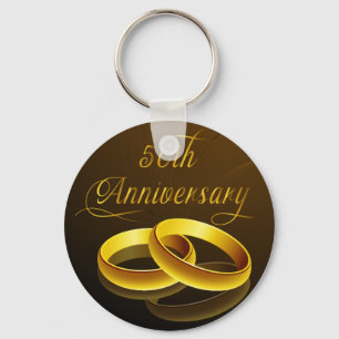 50th Anniversary   Gold Script Keychain