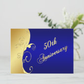 50th Anniversary Gold Scrolls with Navy Invitation (Standing Front)