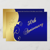 50th Anniversary Gold Scrolls with Navy Invitation (Front/Back)