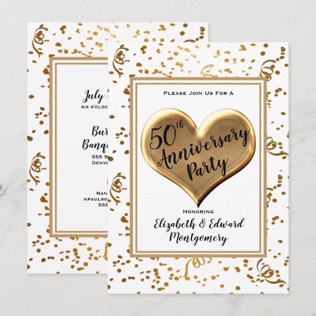 50th Anniversary Gold Sparkle - Party Invitation (Front/Back)