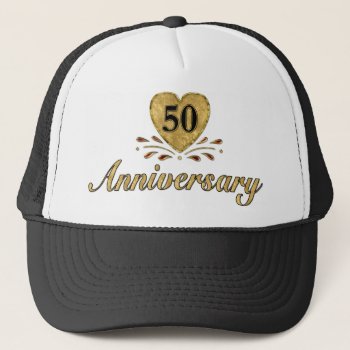 50th Anniversary - Gold Trucker Hat by SpiceTree_Weddings at Zazzle