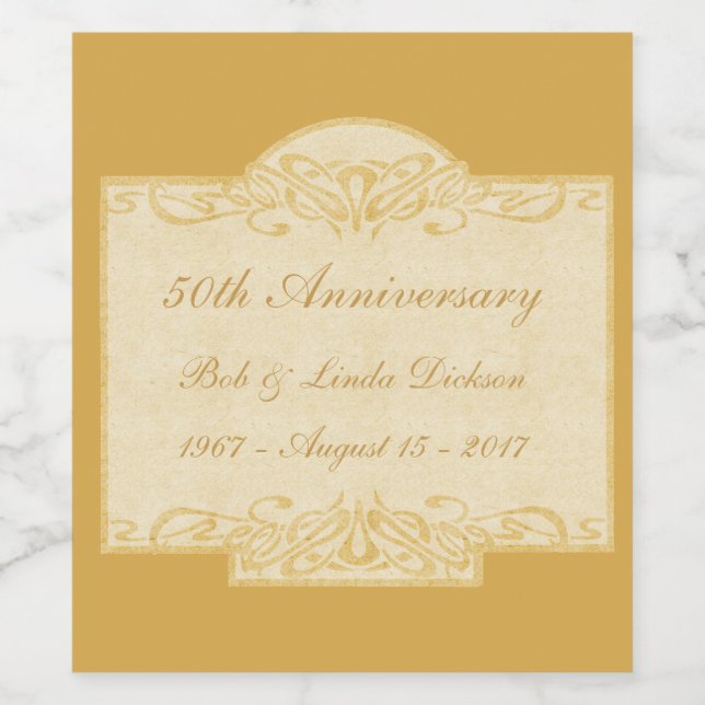 50th Anniversary Gold Vintage Wine Label (Single Label)