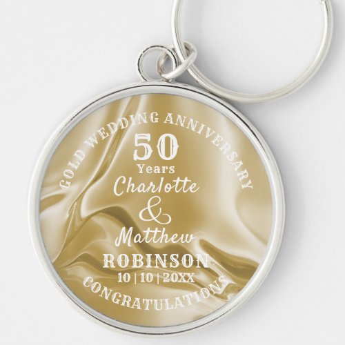 50th Anniversary Gold Wedding Gift Personalized  Keychain