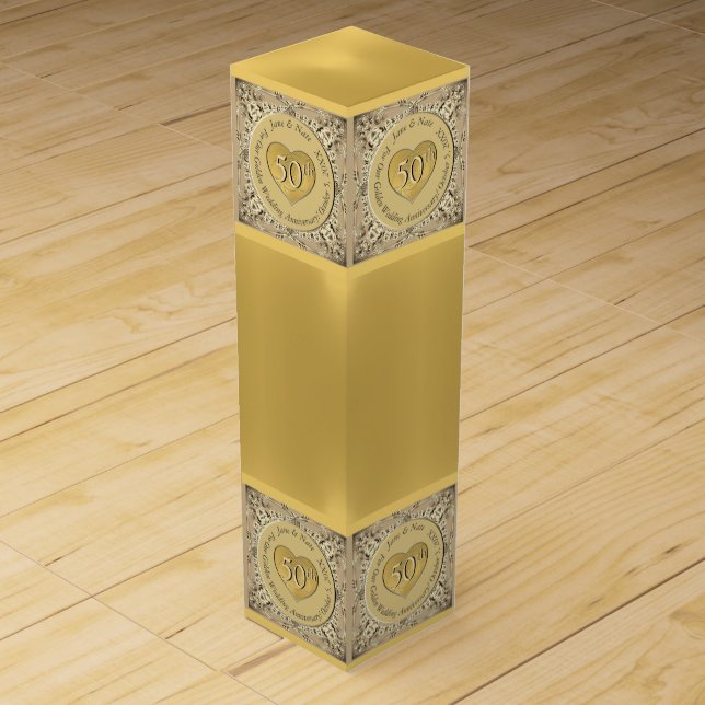 50th Anniversary Gold Wine Gift Box (Front)