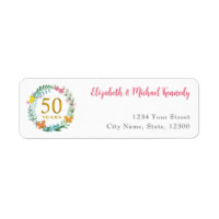 50th Anniversary Golden Floral Address Labels