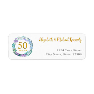 50th Anniversary Golden Floral Address Labels