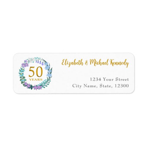 50th Anniversary Golden Floral Address Labels