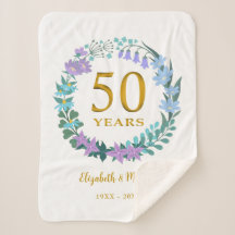 50th Anniversary Golden Floral Bluebells Wreath