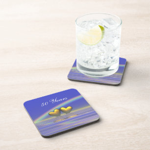 50th Anniversary Golden Hearts Beverage Coaster